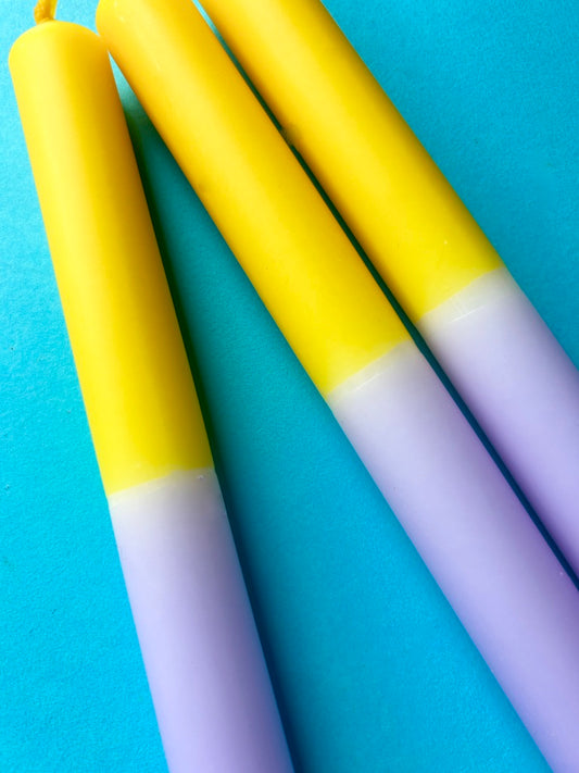 VIOLET DELIGHT Dip Dye Dinner Candles Trio