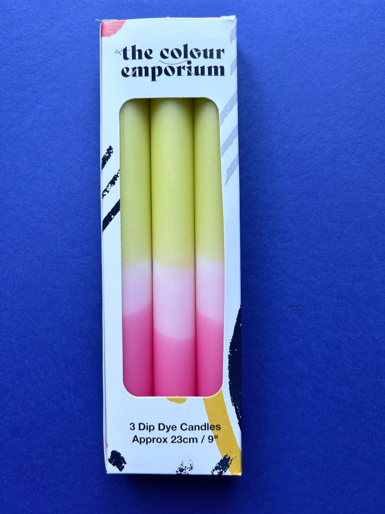 BUDDING BLOOMS Dip Dye Dinner Candles Trio