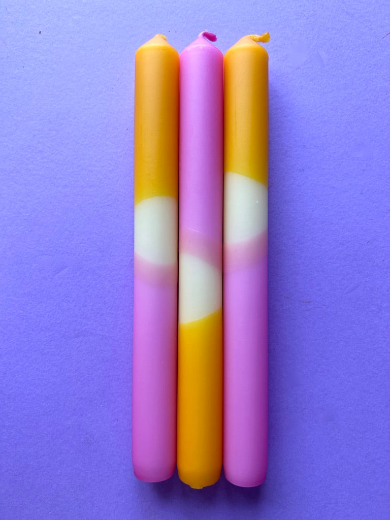 SPRING BONNET Dip Dye Dinner Candles Trio