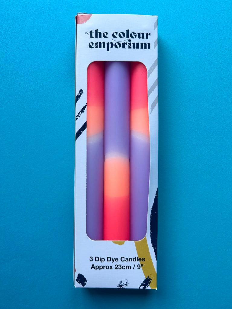 TUTTI FRUTTI Dip Dye Dinner Candles Trio