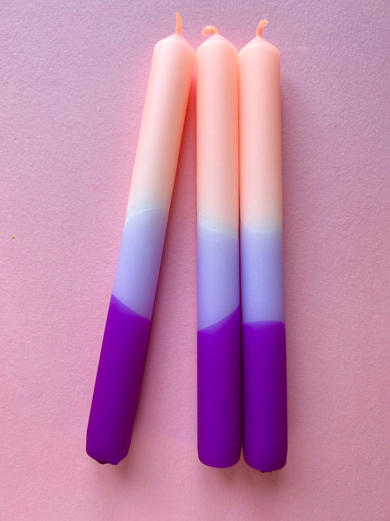 PEACHES AND PLUMS - Dip Dye Dinner Candle Trio