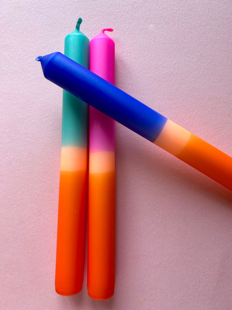 MIAMI BRIGHTS - Dip Dye Dinner Candle Trio