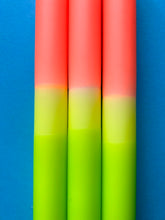 Load image into Gallery viewer, NEON CITRUS - Dip Dye Dinner Candle Trio

