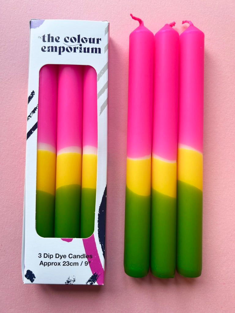CLUB TROPICANA Dip Dye Dinner Candle Trio