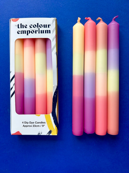 TENDER TULIPS Dip Dye Dinner Candles set of 4