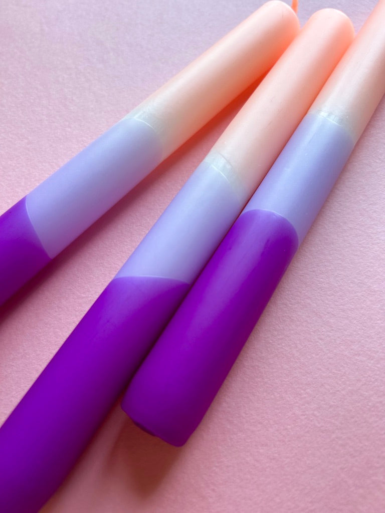 PEACHES AND PLUMS - Dip Dye Dinner Candle Trio