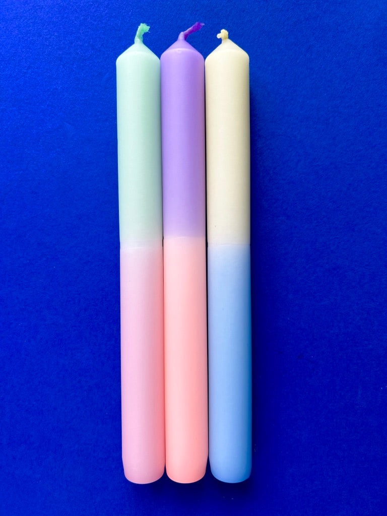 EASTER DELIGHT Dip Dye Dinner Candles Trio
