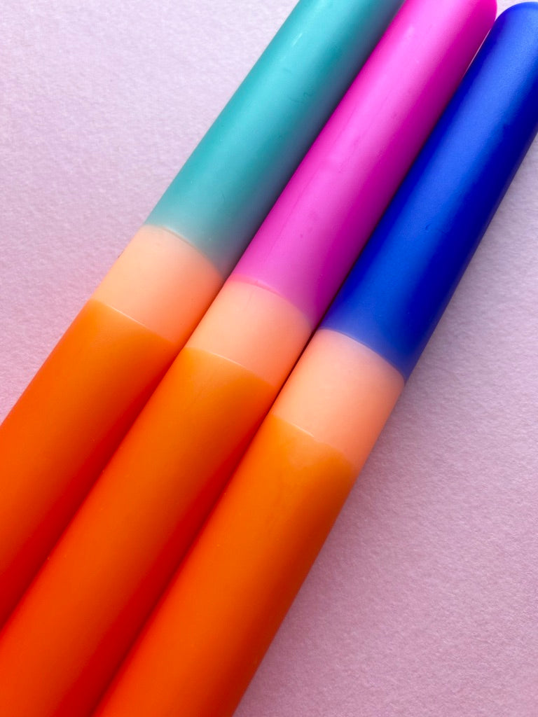 MIAMI BRIGHTS - Dip Dye Dinner Candle Trio