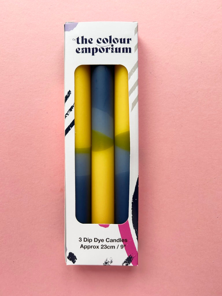 SUNNY SEA Dip Dye Dinner Candle Trio