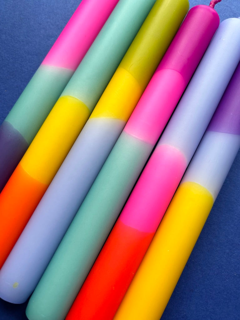 VIBRANT HUES Dip Dye Dinner Candles set of 6
