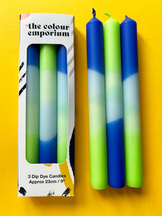 AZURE VERDE - Dip Dye Dinner Candle Trio