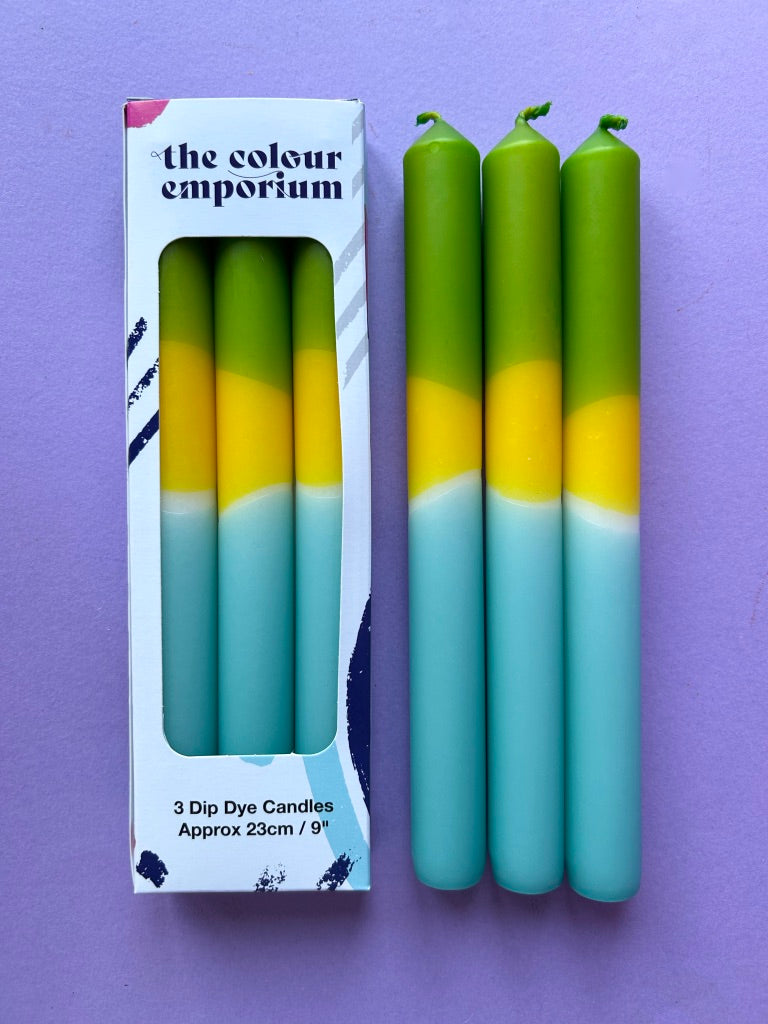 TROPICS - Dip Dye Dinner Candle Trio