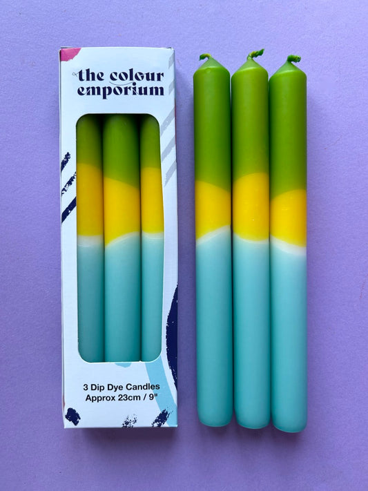 TROPICS - Dip Dye Dinner Candle Trio