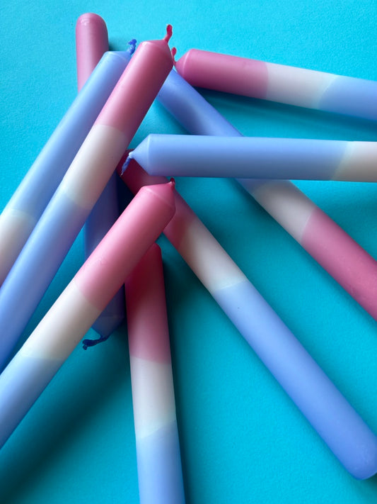 PASTEL BOUQUET Dip Dye Dinner Candles Trio