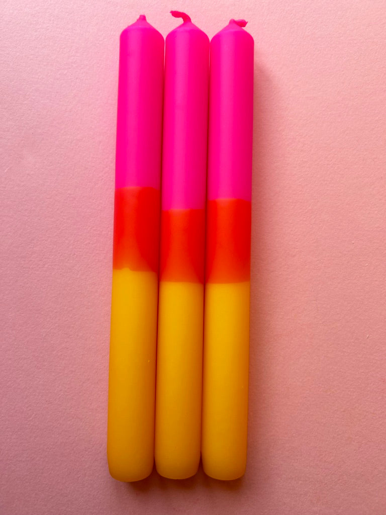 INDIAN SUMMER Dip Dye Dinner Candles trio