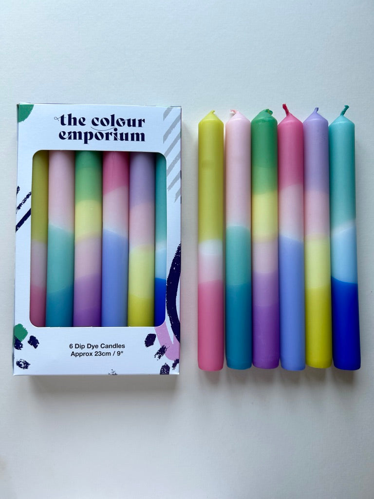 BESTSELLING PASTELS Dip Dye Dinner Candles set of 6