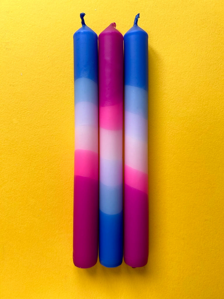 RAZZLE DAZZLE Dip Dye Dinner Candles Trio