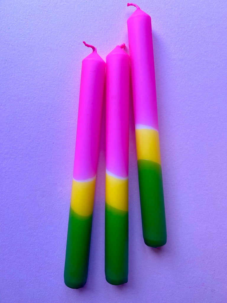 CLUB TROPICANA Dip Dye Dinner Candle Trio