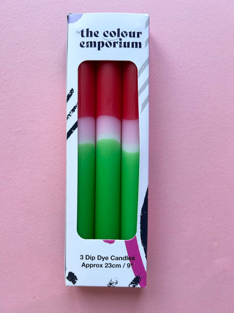 STRAWBERRY SLICE - Dip Dye Dinner Candle Trio
