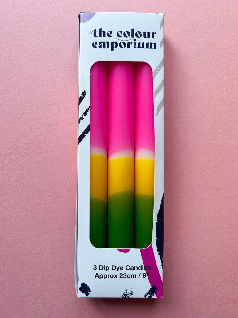 CLUB TROPICANA Dip Dye Dinner Candle Trio