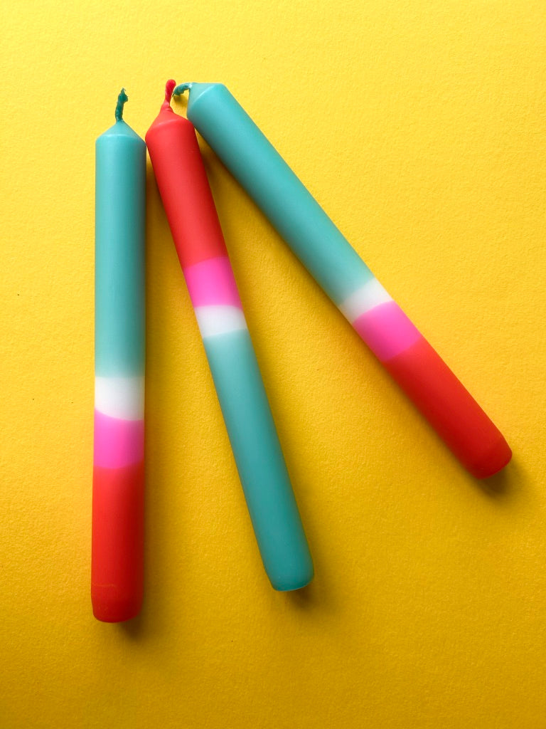 SUMMER JAM Dip Dye Dinner Candle Trio