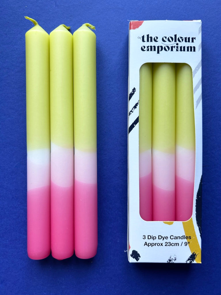 BUDDING BLOOMS Dip Dye Dinner Candles Trio