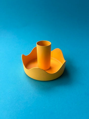 Yellow Colour Pop Wavy Candle Holder