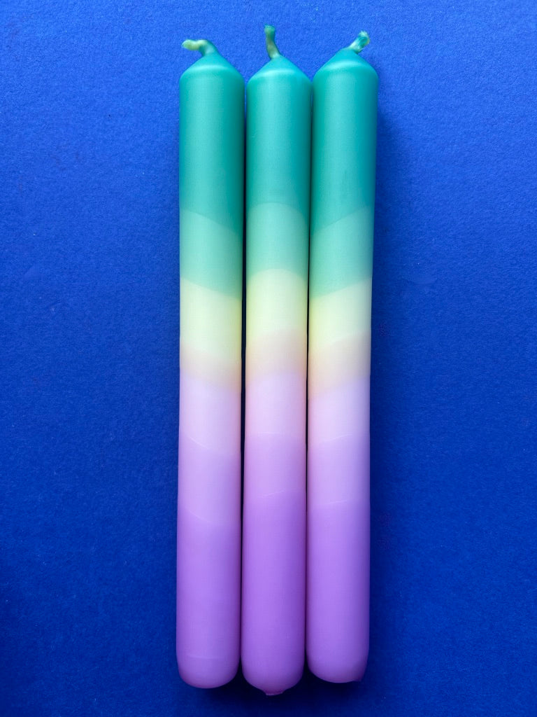 UNICORN RAINBOWS Dip Dye Dinner Candles Trio