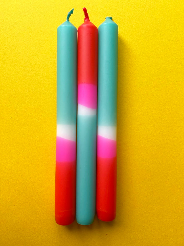 SUMMER JAM Dip Dye Dinner Candle Trio