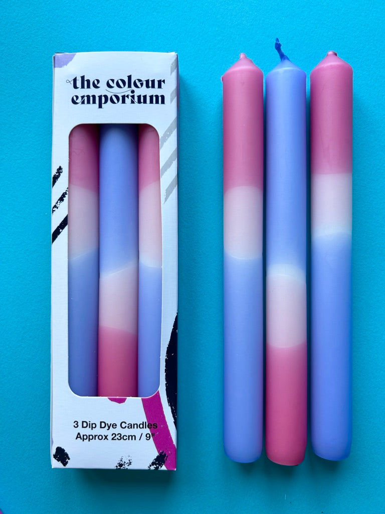 PASTEL BOUQUET Dip Dye Dinner Candles Trio