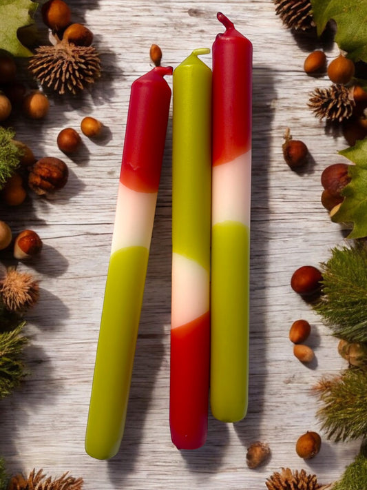 RUSTIC GLOW Dip Dye Dinner Candle Trio