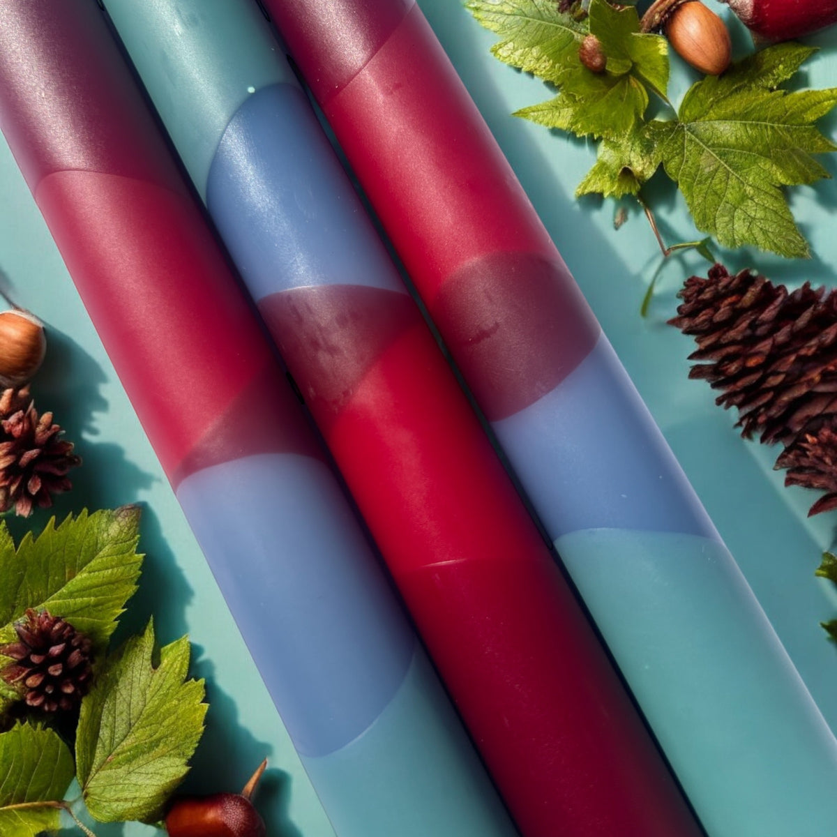 CRIMSON TIDE Dip Dye Dinner Candle Trio