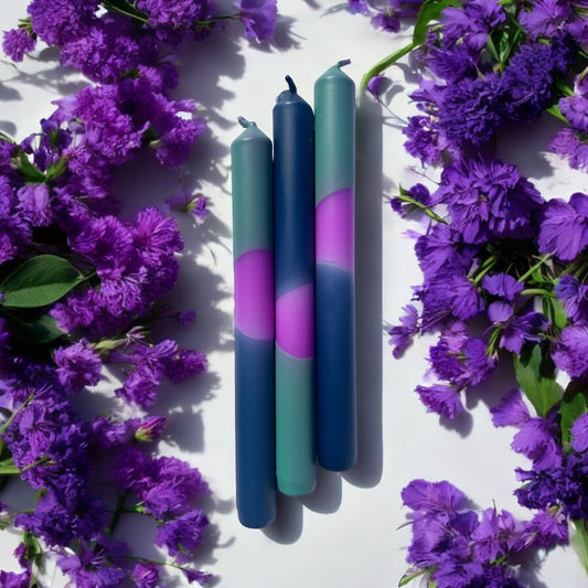 VELVET WATERS Dip Dye Dinner Candle Trio