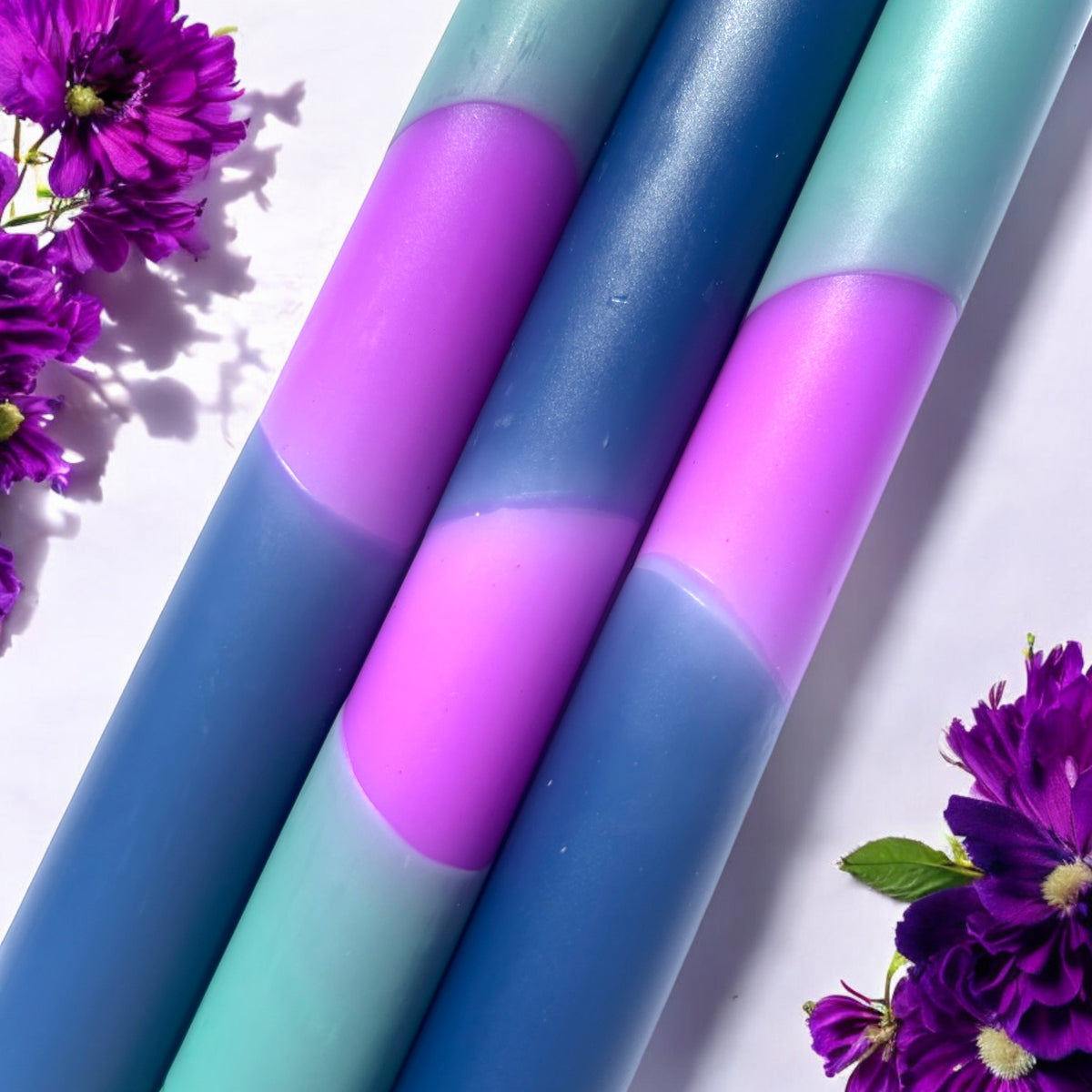 VELVET WATERS Dip Dye Dinner Candle Trio