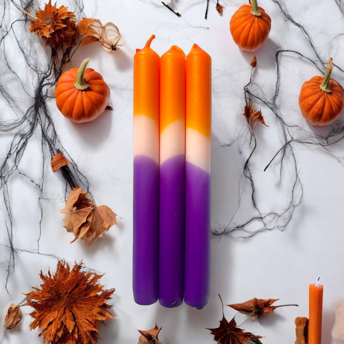 SAFFRON ORCHID Dip Dye Dinner Candle Trio