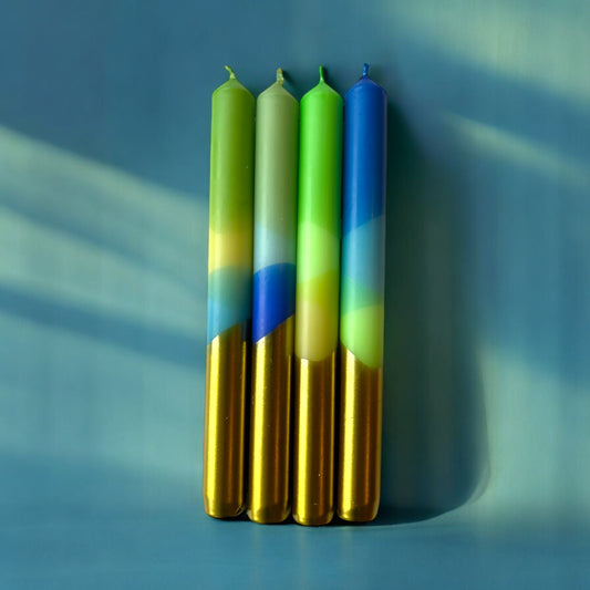 NORTHERN LIGHTS Dip Dye Dinner Candle set of 4