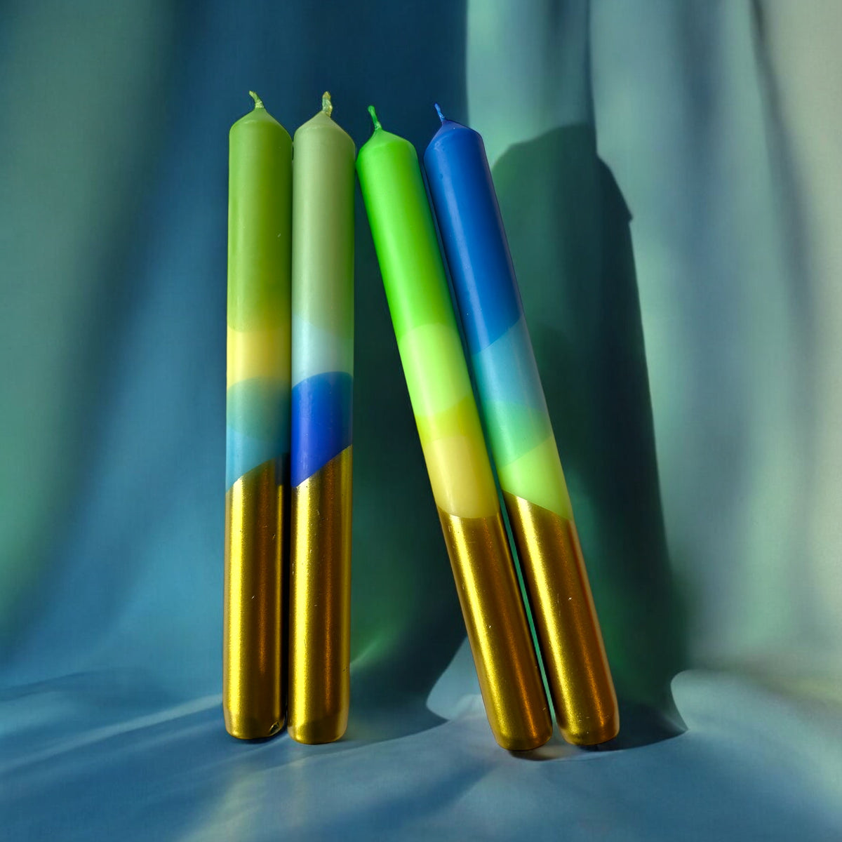 NORTHERN LIGHTS Dip Dye Dinner Candle set of 4