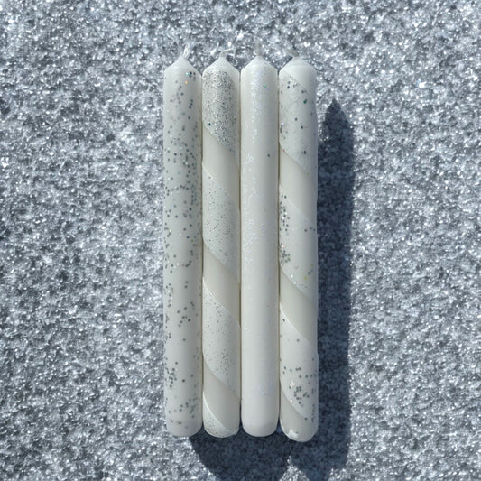 SNOWFLAKES Dip Dye Dinner Candle set of 4