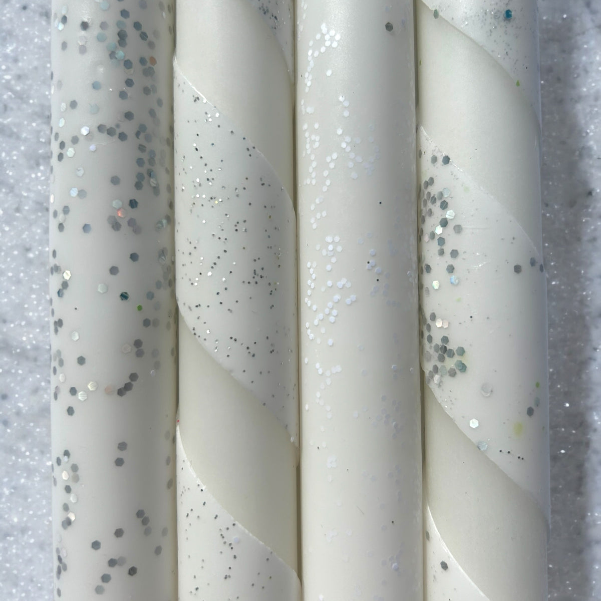 SNOWFLAKES Dip Dye Dinner Candle set of 4