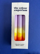 Load image into Gallery viewer, SEVENTIES HEAVEN Dip Dye Dinner Candles Trio
