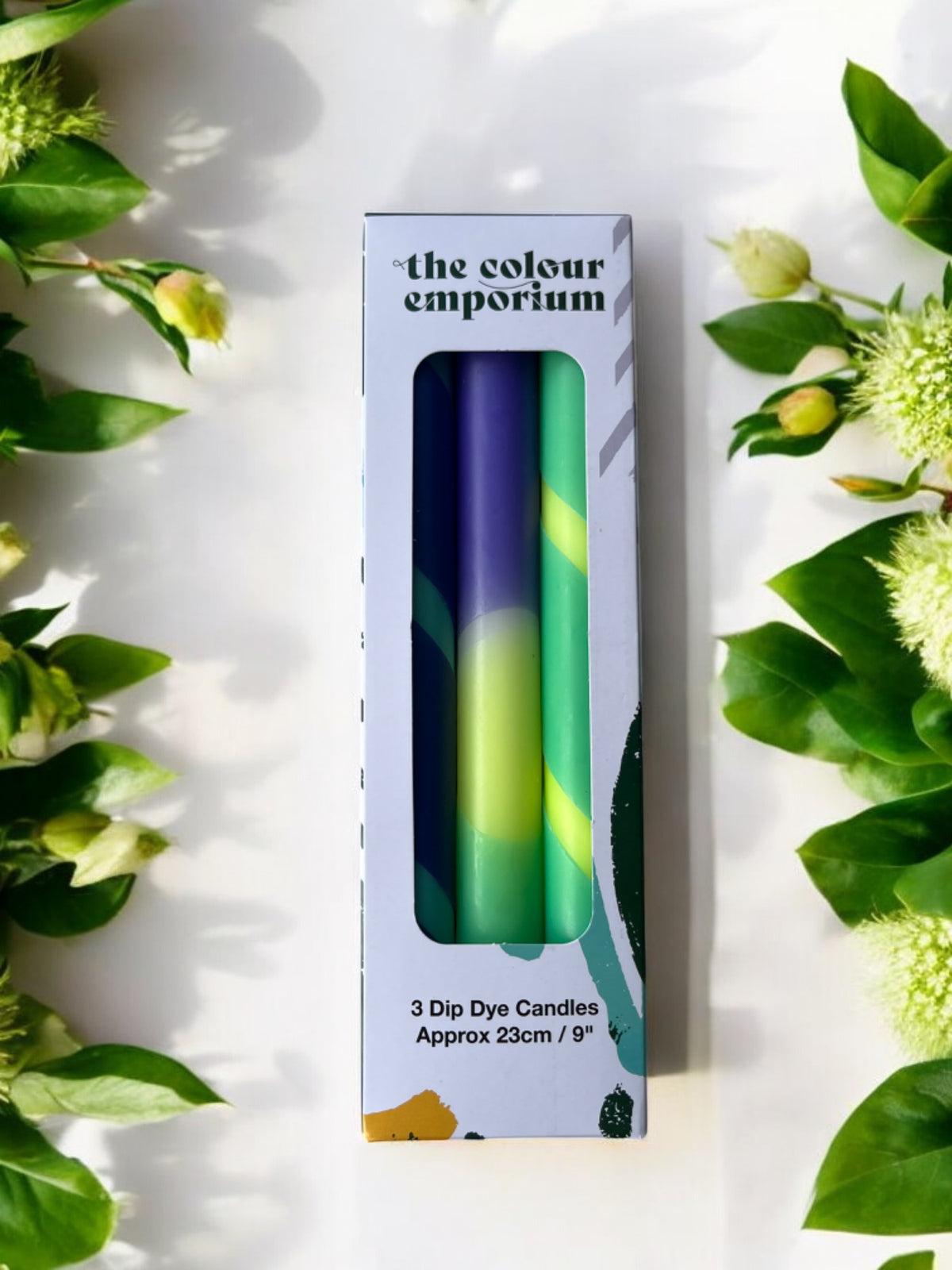JADE SKIES - Dip Dye and Striped Dinner Candle Trio