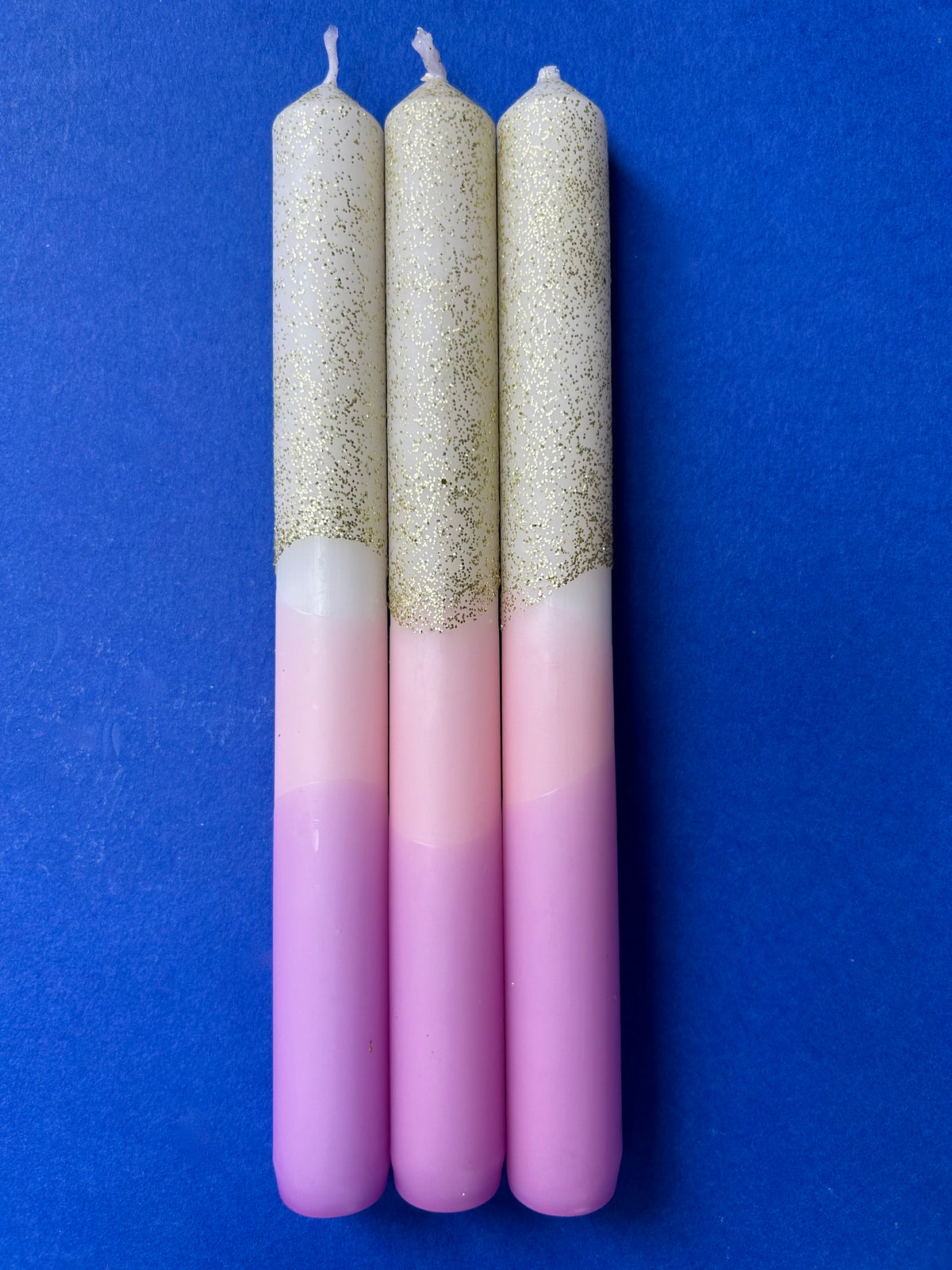 FROSTED PETALS Dip Dye Dinner Candle Trio