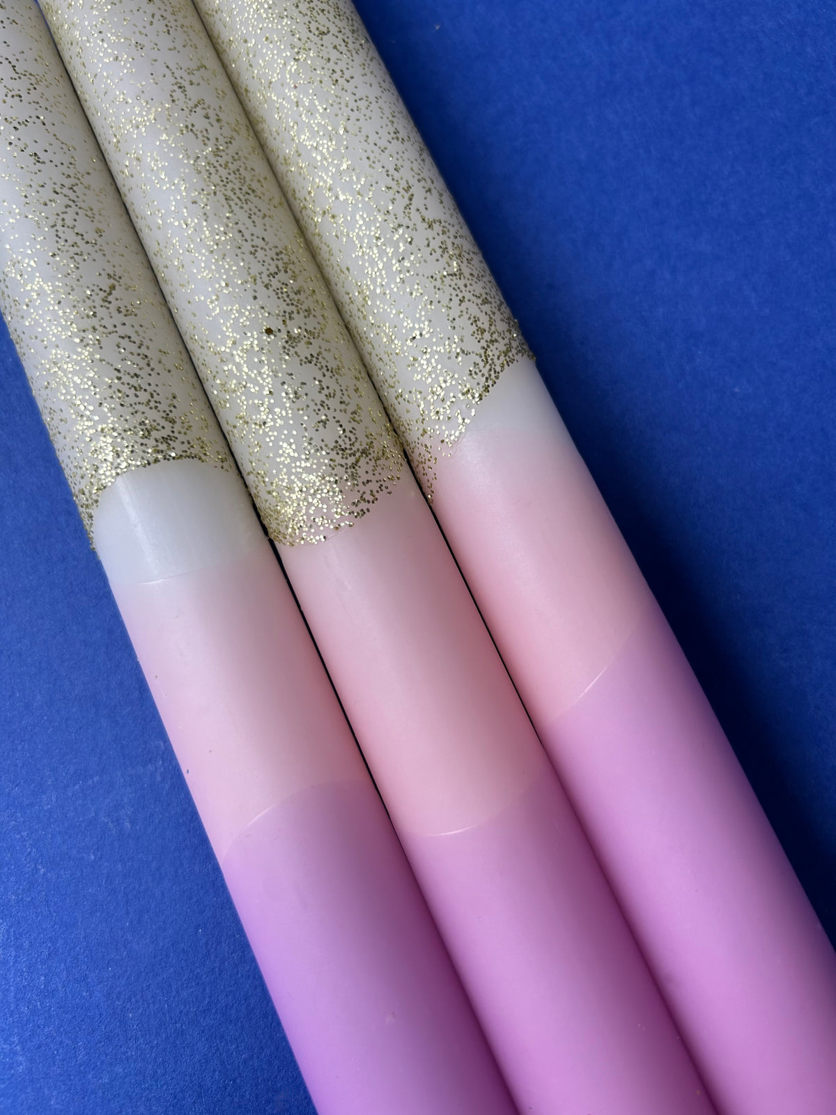 FROSTED PETALS Dip Dye Dinner Candle Trio