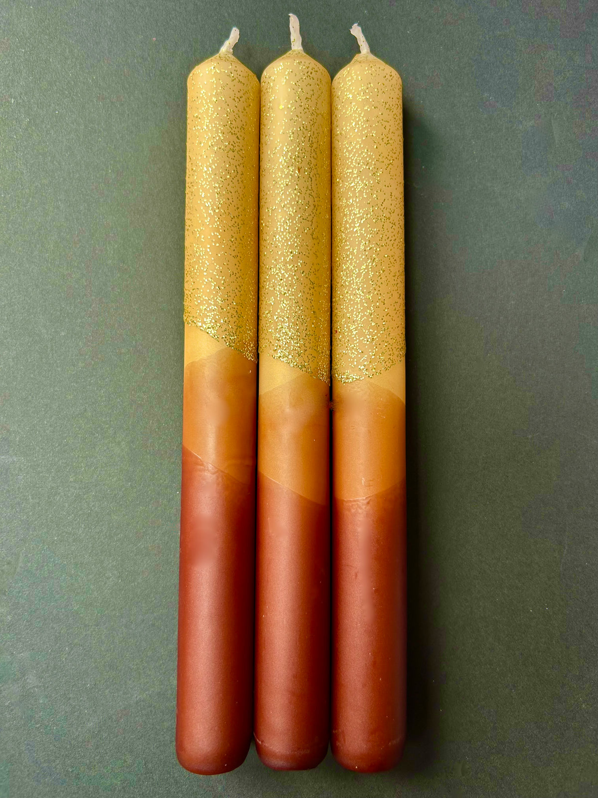 COSY CARAMEL Dip Dye Dinner Candle Trio