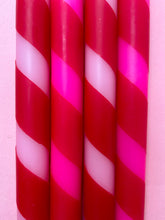 Load image into Gallery viewer, PINK CANDY CANE Dip Dye Dinner Candle Set of 4
