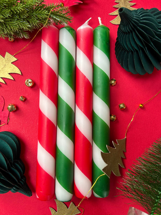 CHRISTMAS TWISTS Dip Dye Dinner Candle Set of 4