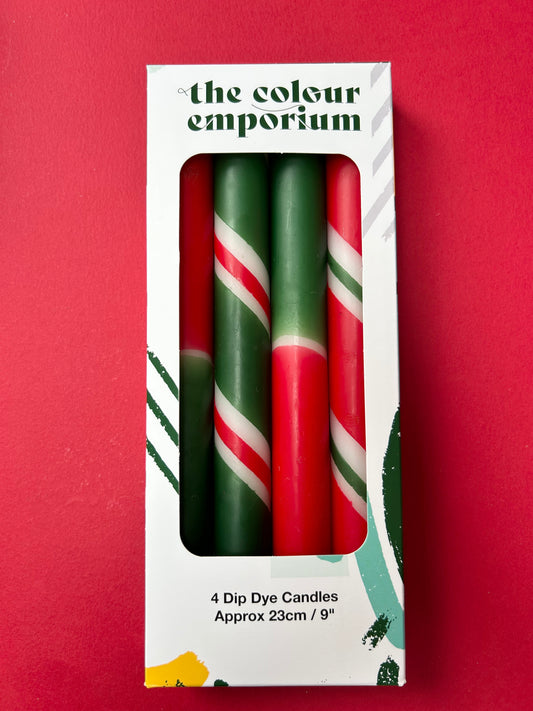 VINTAGE YULETIDE Dip Dye Dinner Candle Set of 4