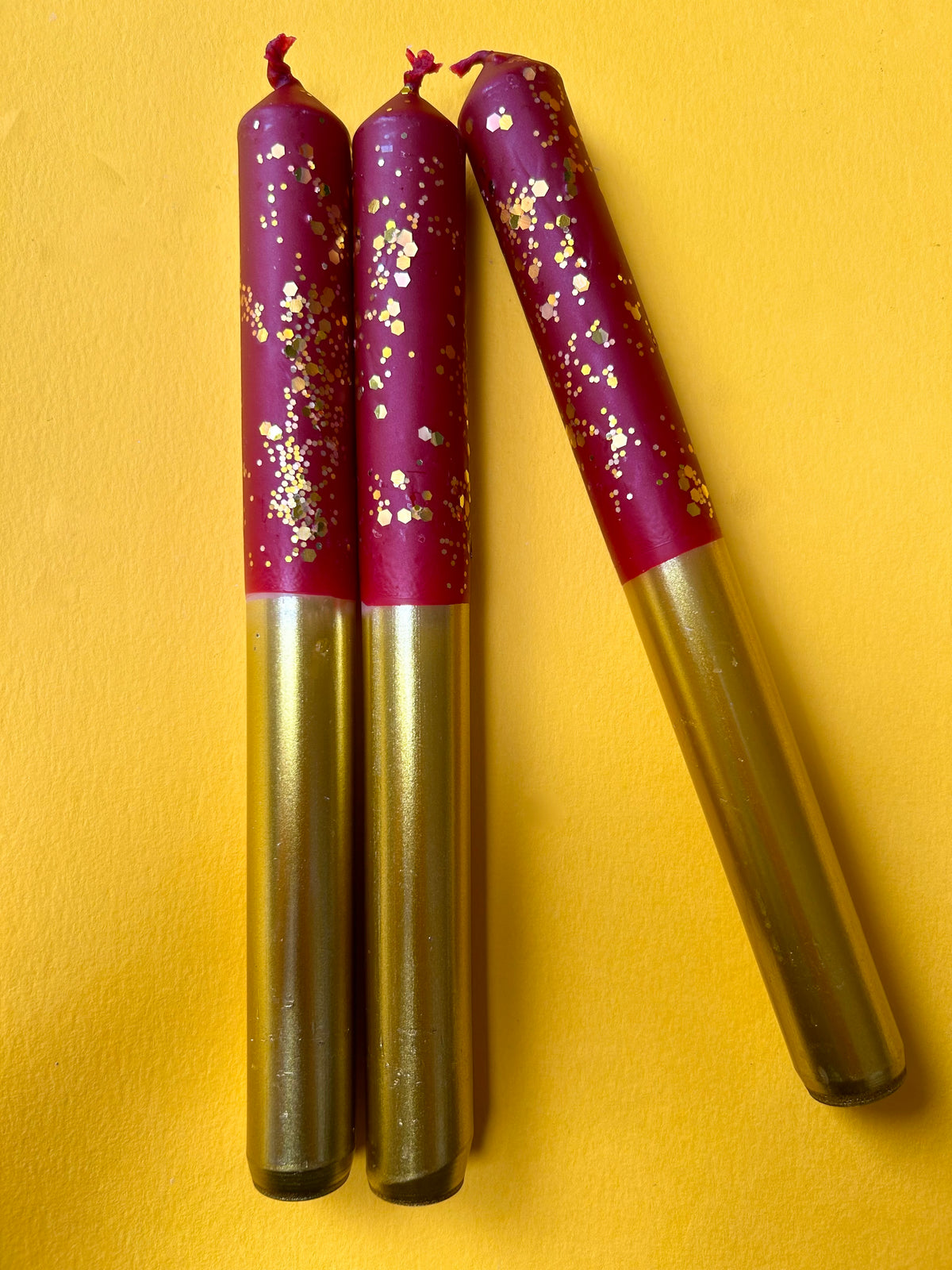 PLUM PUDDING Dip Dye Dinner Candle Trio