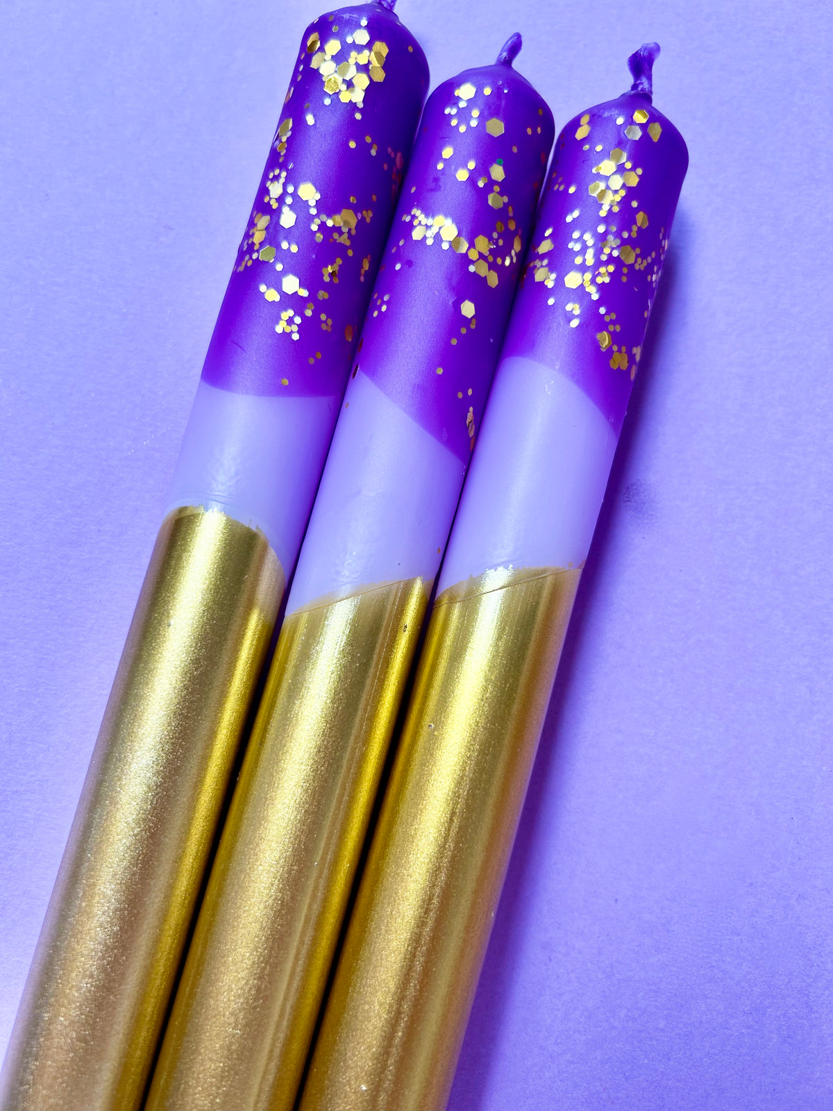 GILDED PLUMS Dip Dye Dinner Candle Trio