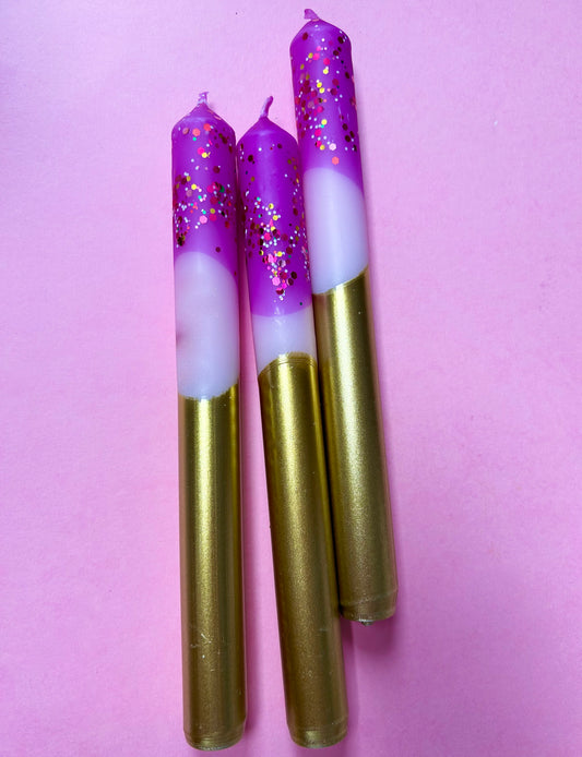 SUGAR PLUM FAIRIES Dip Dye Dinner Candle Trio